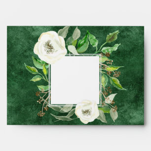 A7 Return Address Boho Foliage Leaf Rose Green Art Envelope