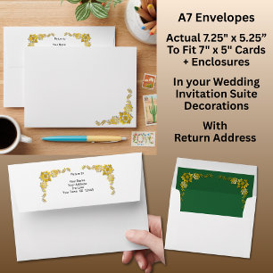 A7 Size Purple Mauve Flowers & White Wedding Suite Envelope