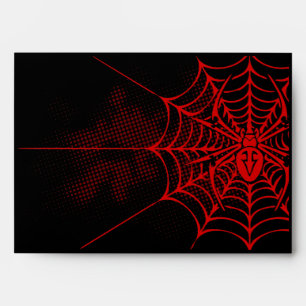 A7 Spider Web Black and Red Halloween Envelopes
