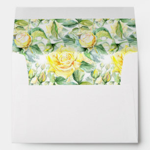 A7 Yellow Watercolor Roses Wedding Return Address Envelope