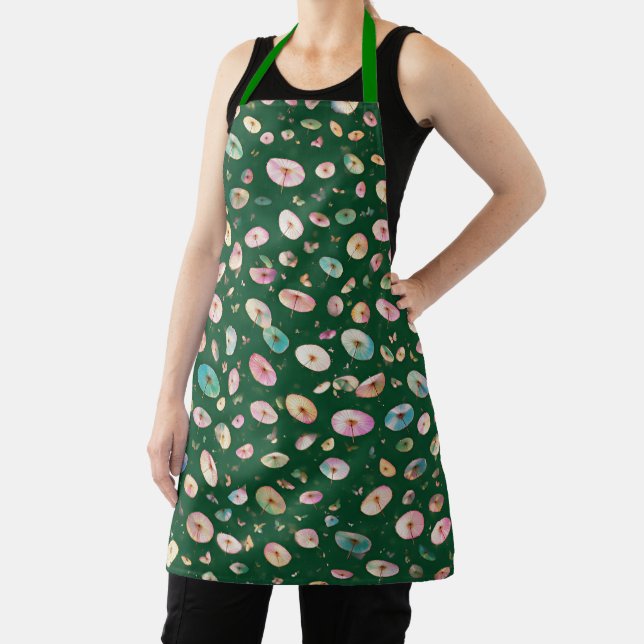 A 1000 Parasols Forest Green  Apron (Insitu)