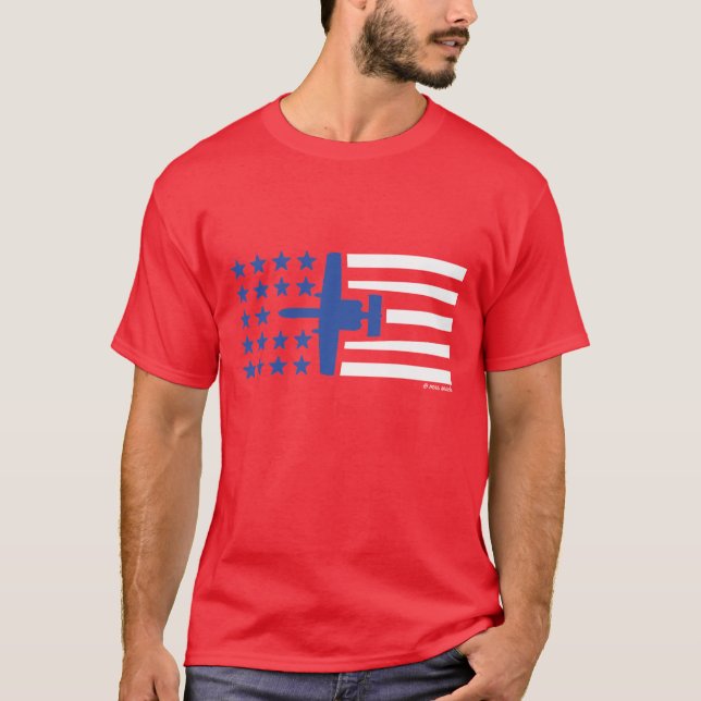 A-10 Warthog Attack Jet Stars and Stripes T-Shirt (Front)