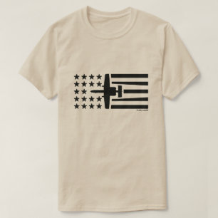 A-10 Warthog Jet Stars and Stripes - Black T-Shirt
