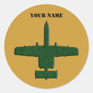 A-10 Warthog Silhouette Green Camo Aeroplane Classic Round Sticker