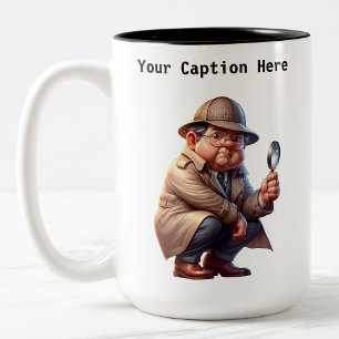 A 3D Amateur Detective Searching for Clues Two-Tone Coffee Mug