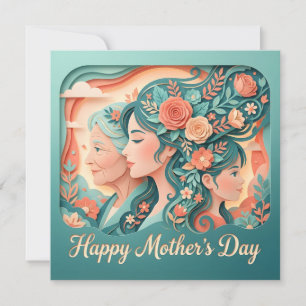 A 3D Papercut Mother's Day Card