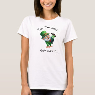 A 3D Rendered Leprechaun with a Custom Caption T-Shirt