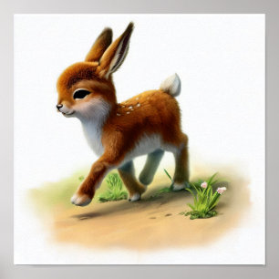 A 3D Rendered Watercolor Painting of an Antelope Poster