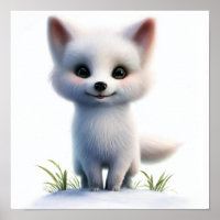 A 3D Rendered Watercolor Painting of an Arctic Fox