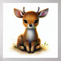 A 3D Watercolor Image of a Young Deer