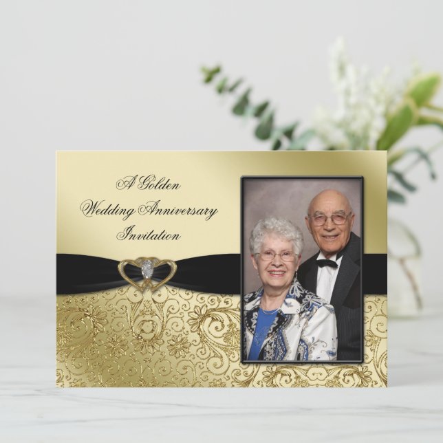 A 50th Wedding Anniversary Photo Invitation (Standing Front)