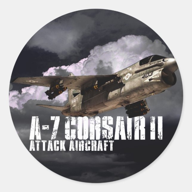 A-7 Corsair II Classic Round Sticker (Front)