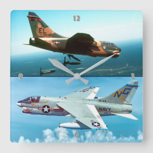 A-7 CORSAIR II SQUARE WALL CLOCK