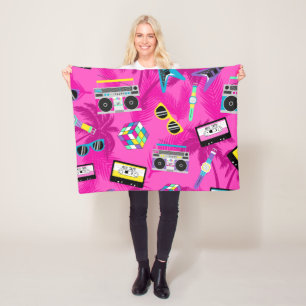 A 80s party retro fleece blanket