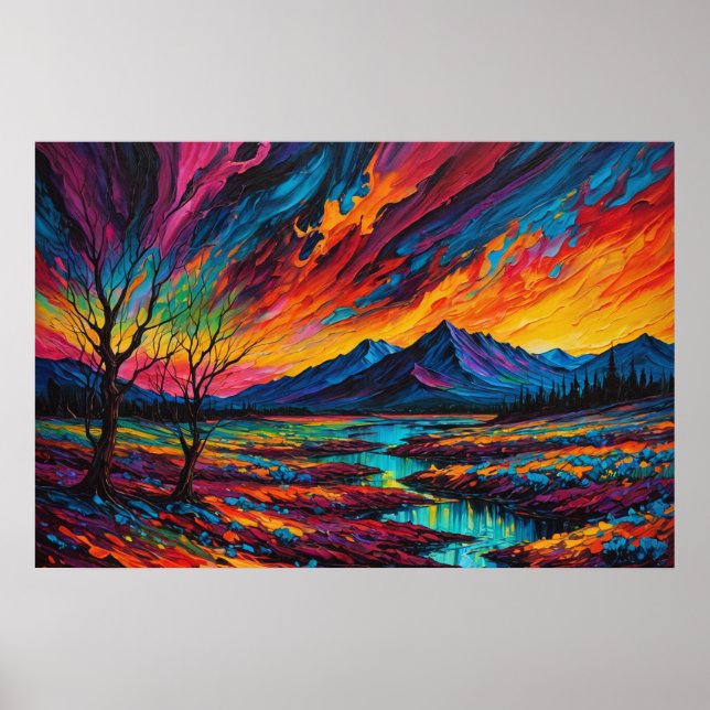 A Abstract painting of a sunset Poster (Front)
