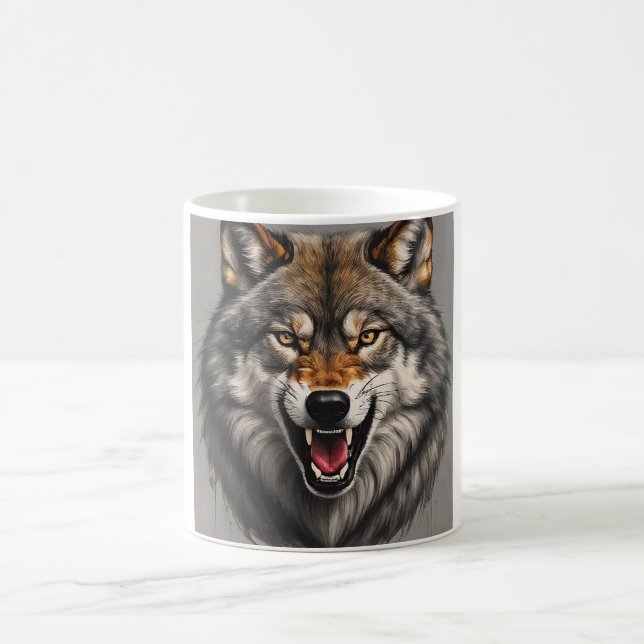 A aggressive wolf Mug design (Center)