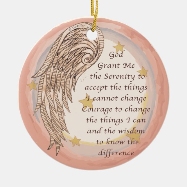 A  Angel Serenity Prayer Ceramic Tree Decoration (Front)
