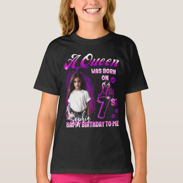 A Aueen was born on May Birthday Girl T-Shirt (Front)