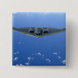 A B-2 Spirit soars through the sky 15 Cm Square Badge