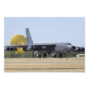 A B-52 Stratofortress deploys its drag chute Photo Print