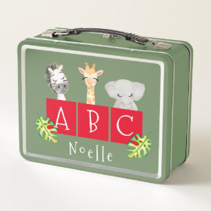 A, B, C Zoo Animals Metal Lunchbox