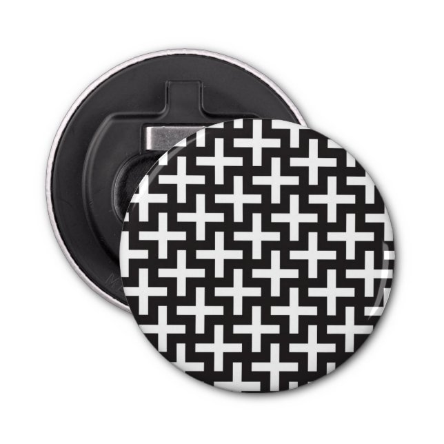 A b&w patterns made with 'plus' sign bottle opener (Front)