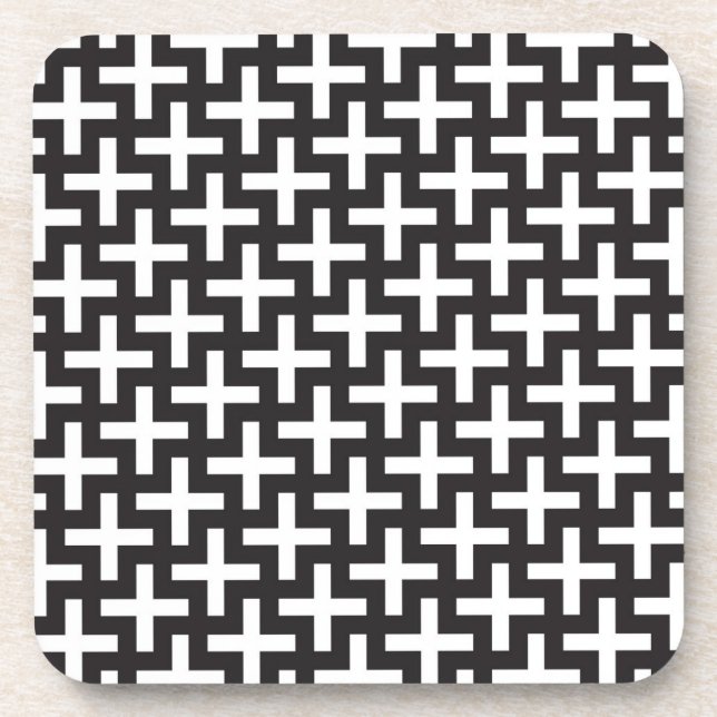 A b&w patterns made with 'plus' sign coaster (Front)