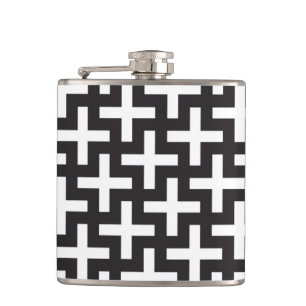 A b&w patterns made with 'plus' sign hip flask