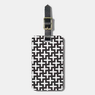 A b&w patterns made with 'plus' sign luggage tag