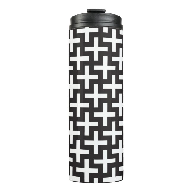 A b&w patterns made with 'plus' sign thermal tumbler (Front)