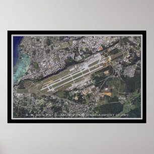 A B Won Pat Guam Intl Airport Satellite Poster Map