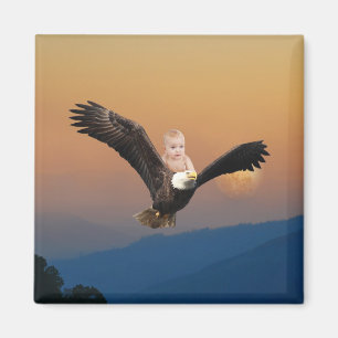 A baby and eagle sky magnet