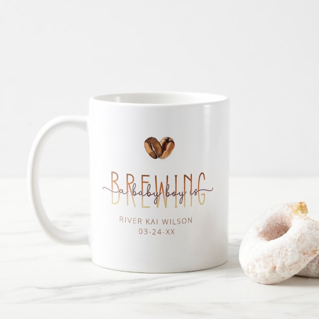 A Baby Boy Is Brewing Coffee Baby Shower Mug (With Donut)