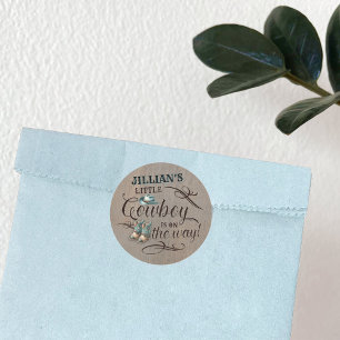 A Baby Cowboy is on the Way Baby Shower  Classic Round Sticker