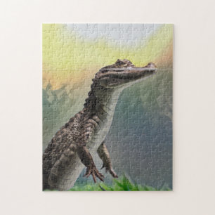 A Baby Crocodile In The Shallows Jigsaw Puzzle