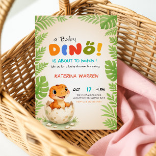 A Baby Dino About to Hatch Dinosaur Baby Shower Invitation