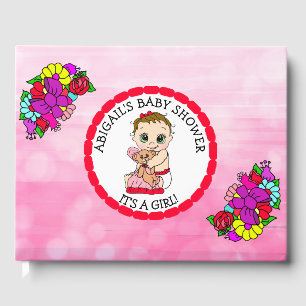 A Baby Girl and her Teddy Bear Baby Shower Guest B Book