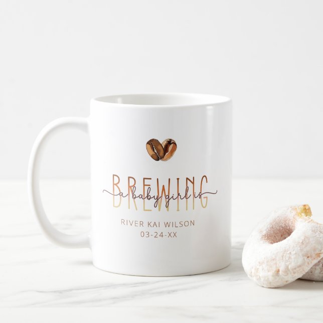 A Baby Girl Is Brewing Coffee Baby Shower Mug (With Donut)