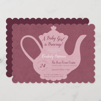 A Baby Girl is Brewing Tea Party Baby Shower Invitation