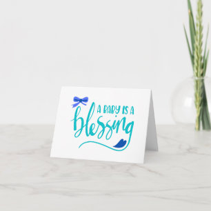 A Baby is a Blessing, Boy PERSONALIZED Baby Shower Card