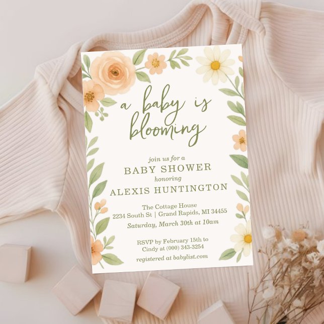A Baby is Blooming Baby Shower Invitation (Creator Uploaded)