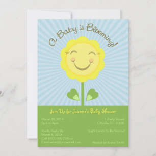 'A Baby is Blooming' Baby Shower Invitation - Blue