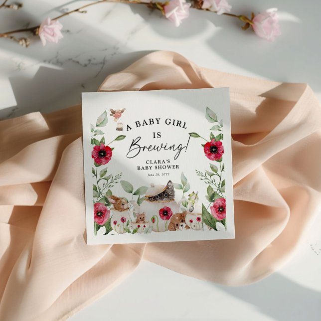'A Baby is Brewing' Afternoon Tea Baby Shower Napkin (Creator Uploaded)