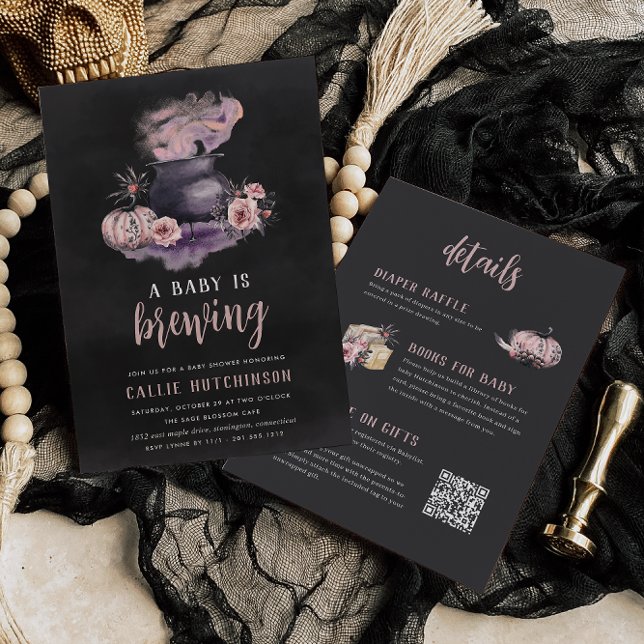 A Baby Is Brewing All in One Halloween Baby Shower Invitation (Creator Uploaded)