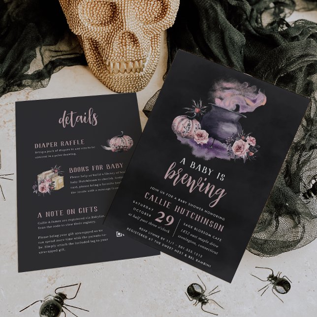 A Baby Is Brewing All in One Halloween Baby Shower Invitation (Creator Uploaded)