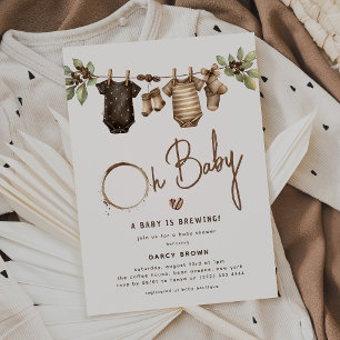 A Baby Is Brewing Baby Clothes Coffee Shower Invitation