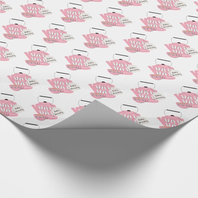 A Baby Is Brewing Baby Girl Shower Diaper Raffle Wrapping Paper (Corner)