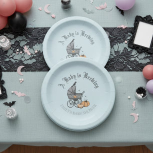 A Baby is Brewing Baby Shower Blue Paper Plate