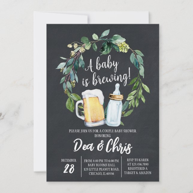 A Baby is Brewing Baby Shower Chalkboard Invitation (Front)