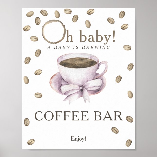 A baby is brewing baby shower Coffee bar Poster (Front)